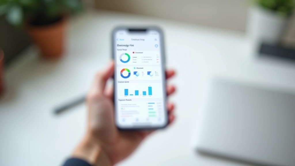Smartphone screen showing budgeting app dashboard with expense categories and monthly summary